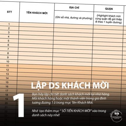Thủ tục 3 bước lập danh sách khách mời đám cưới